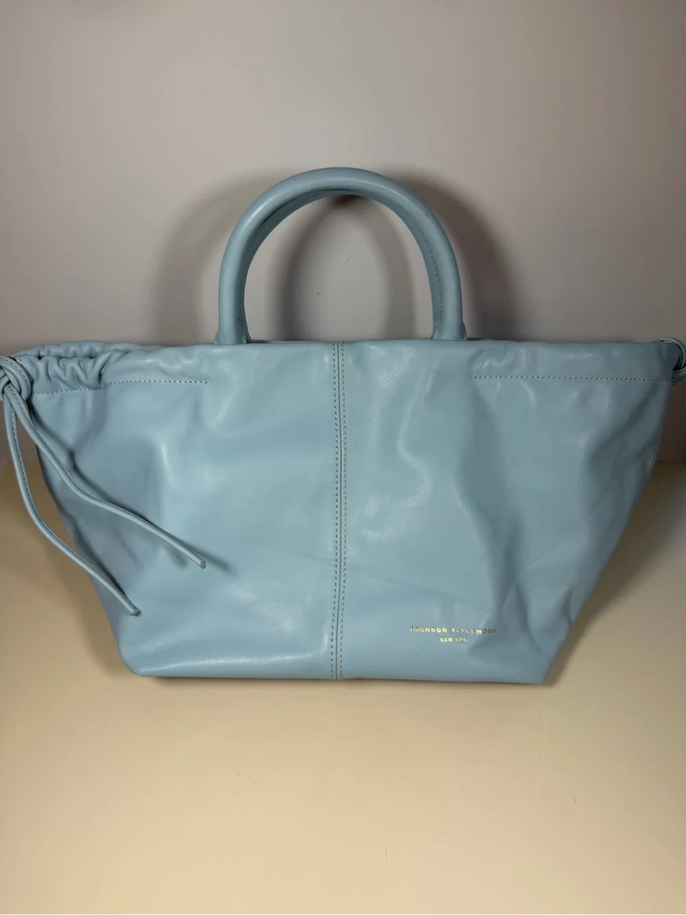 Brandon Blackwood New York Ruched Tote bag- light blue (hard to find color)